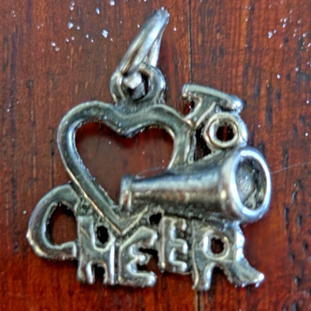 Sterling Silver .925 "Love to Cheer" Charm for Bracelets or Necklace Cheerleader